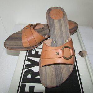FRYE Leather & Wooden Sandals - Sz 7 - NEW